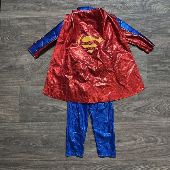 Superman Costume Kids Size Small Halloween Jumpsuit Cape Superhero Belt Shoe Cov - Picture 10 of 12